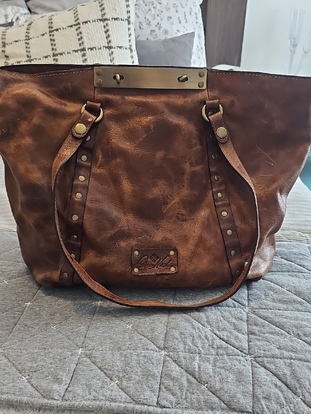 Patricia Nash Vintage-Style Brown Leather Tote Bag